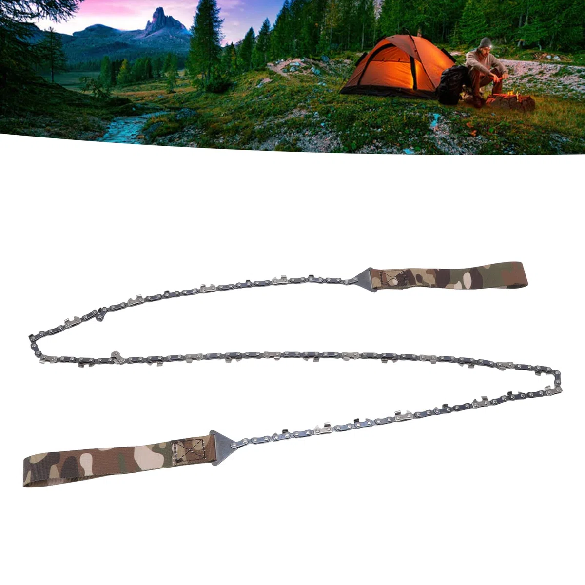Scie à chaîne pliante scie à chaîne coupe jardin outil d'élagage 64 acier au manganèse avec sac de rangement pour camping parc bûcheronnage 48 pouces