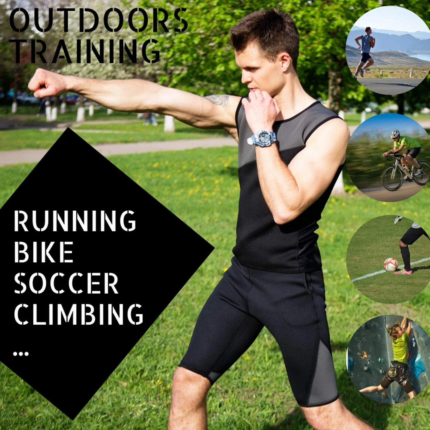 Short de Sudation Amincissant Homme en Neoprene VeoFit : Tonifie Le Ventre Mou et raffermit Les Cuisses Tailles S-XXXL,Noir