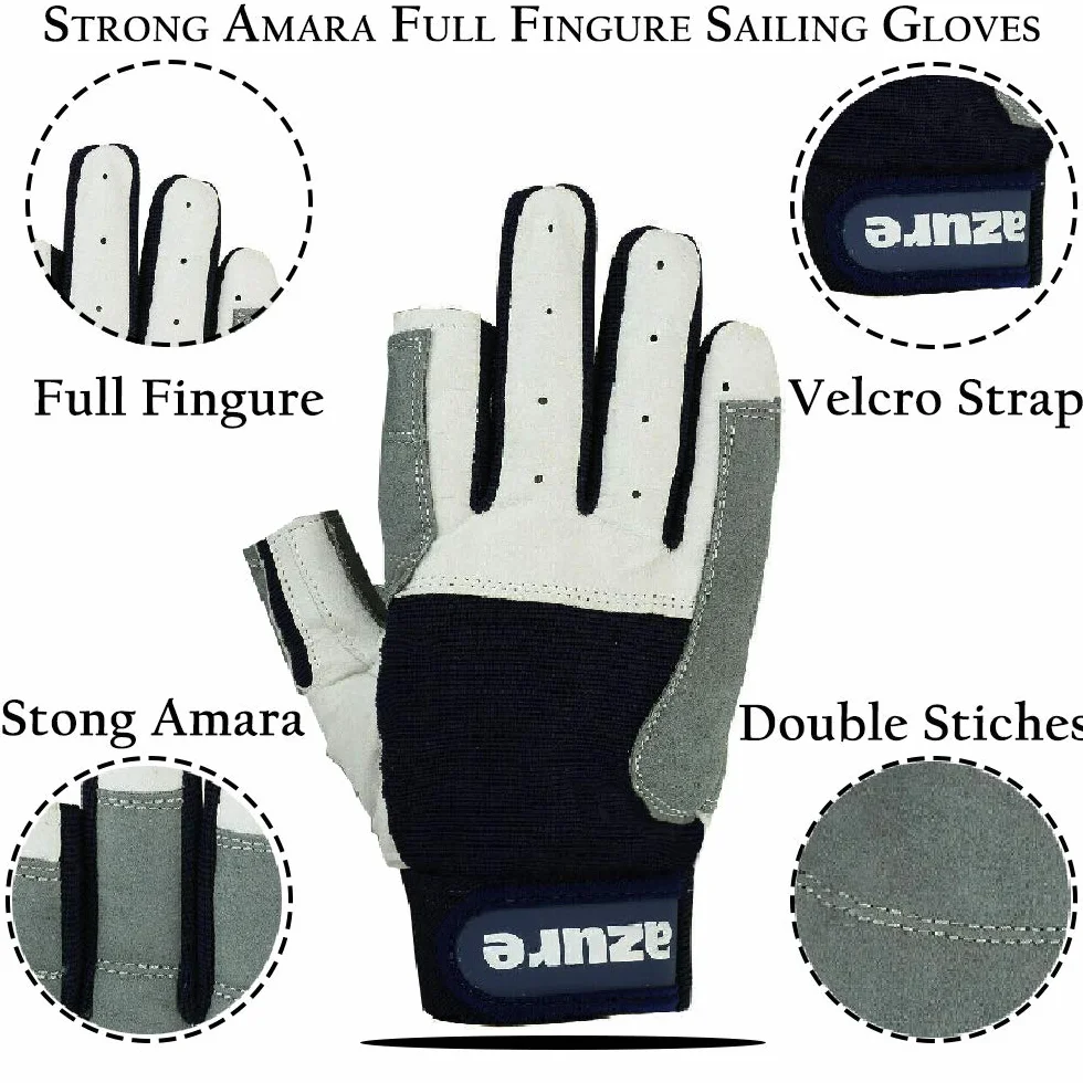 Amara Gants de voile respirants avec paume renforcée pour bateau, pêche, kayak, canoë, ski, équitation, course à pied, randonnée, intérieur et extérieur avec doigts entiers, taille TP-TTG