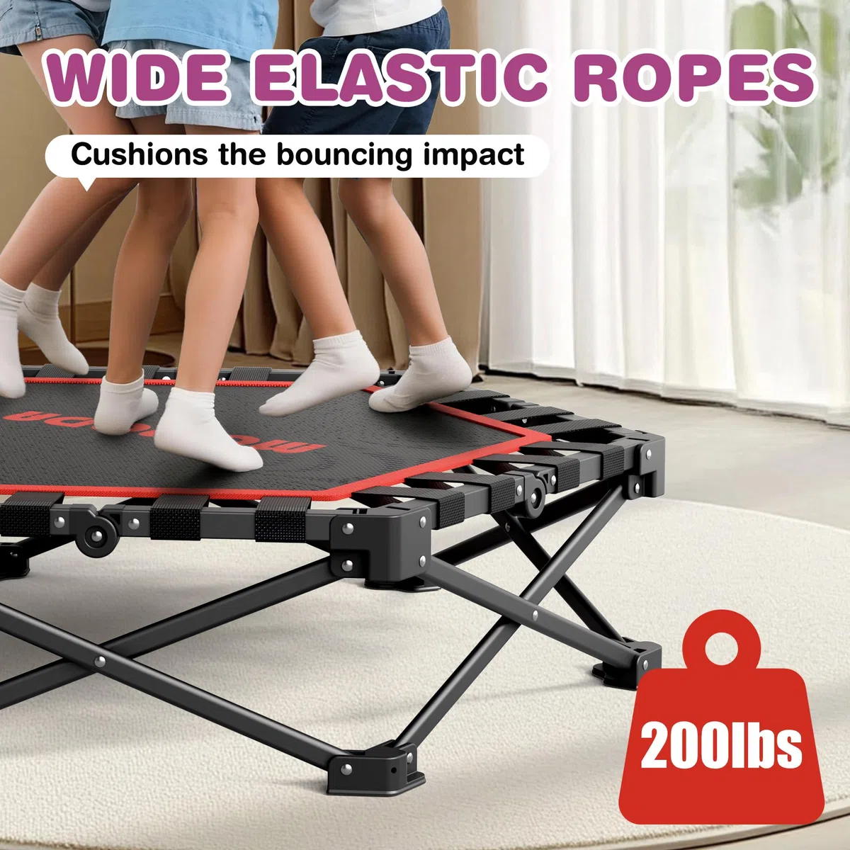MOMODA Mini Trampoline de 76,2 cm/114,3 cm pour Enfants et Adultes, Trampoline d'exercice Pliable avec poignée, Charge maximale de 90,7 kg