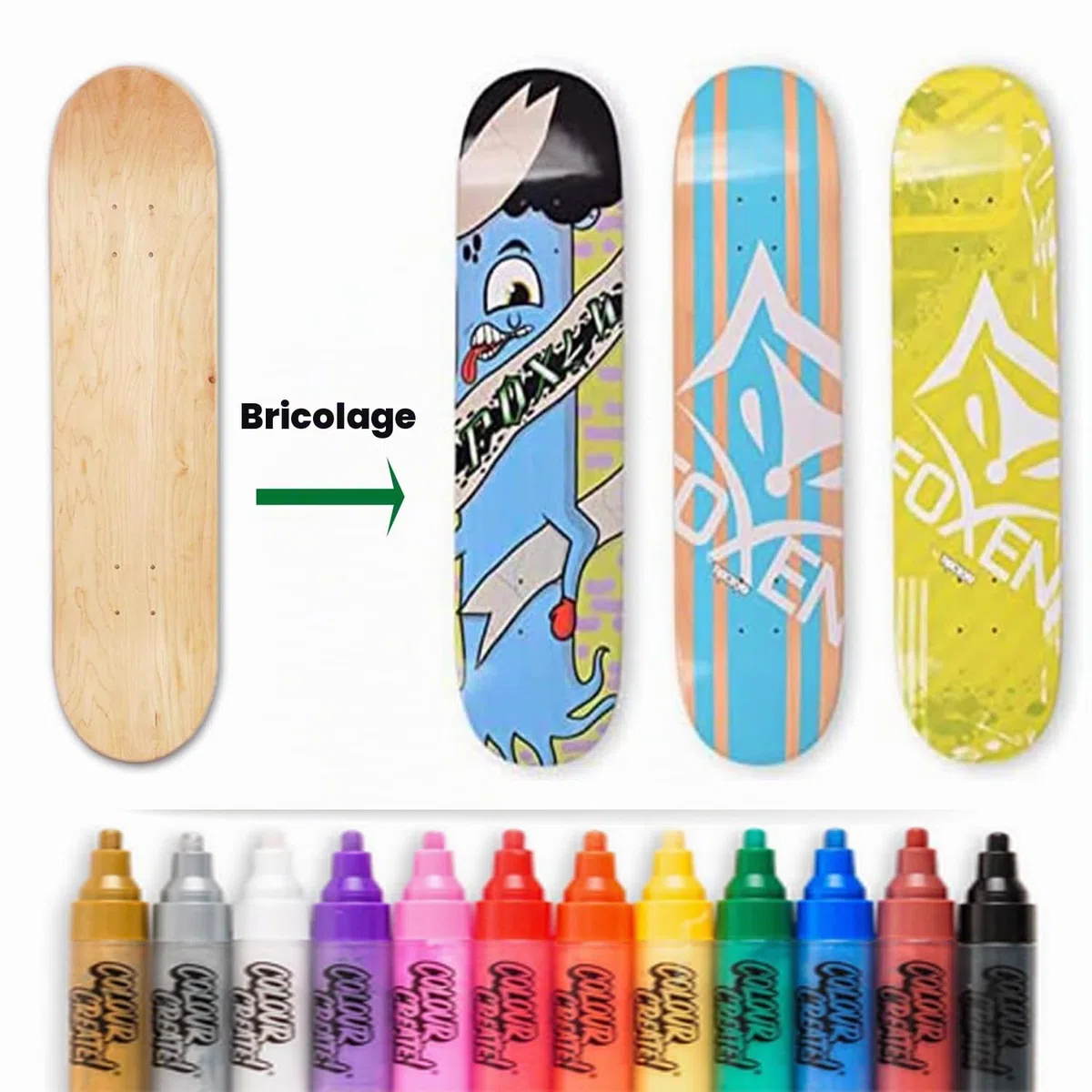 Lot de 2 planches de skateboard vierges en bois 78,7 x 20,3 cm pour enfants, adolescents, garçons et filles