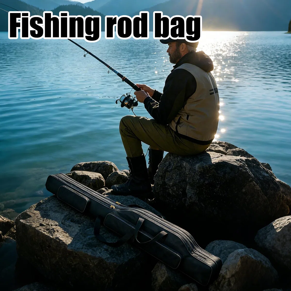 Fourreau Canne à Pêche 150 cm, Sac de Pêche 3 Couches, Housse pour Cannes à Pêche Portable Pliable, Sac Canne a Peche,Sac de Rangement pour Matériel de Pêche en Tissu Oxford