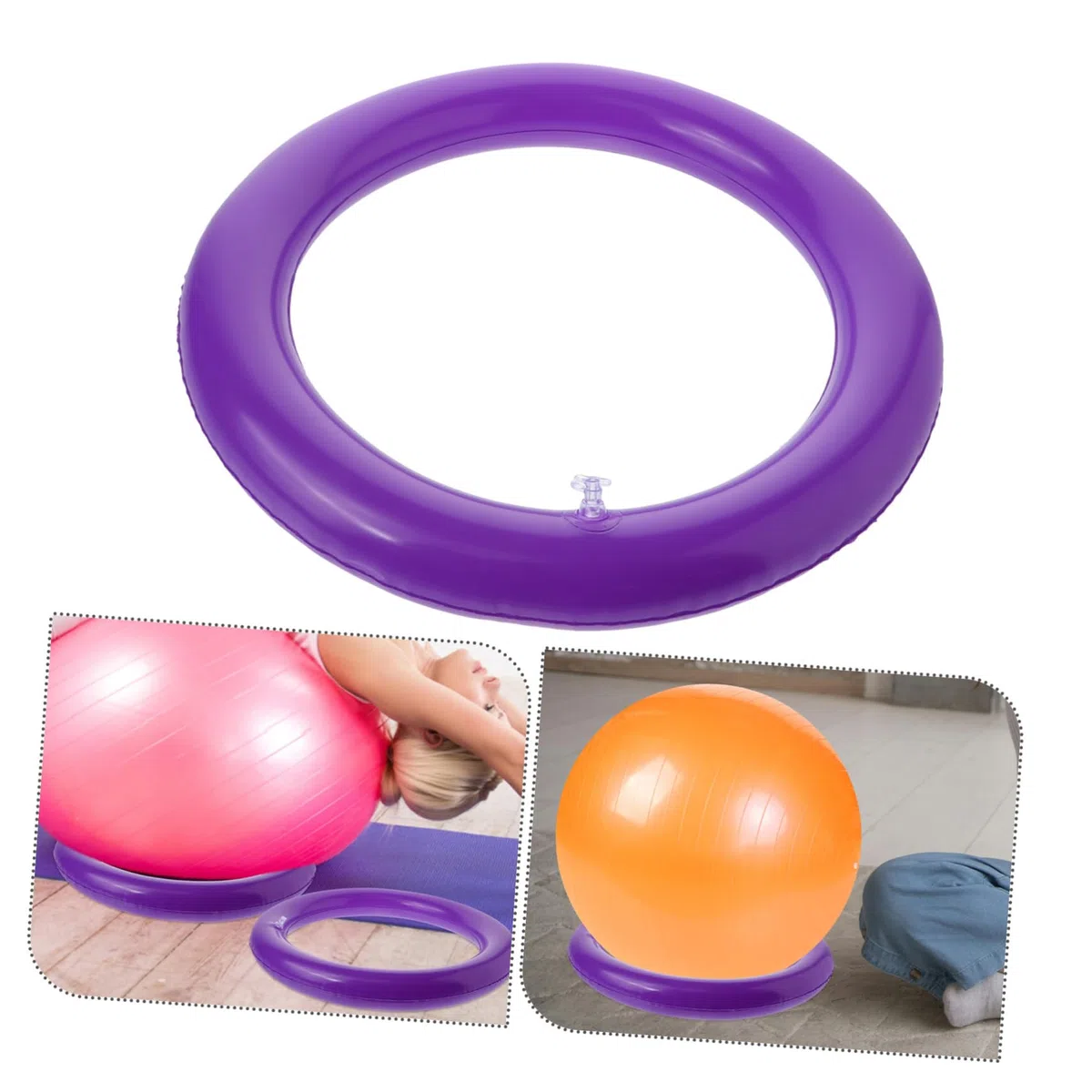 Support de ballon de yoga gonflable - Anneau de fixation stable pour ballon de gymnastique - Support de ballon d'exercice pour un maintien sûr et une utilisation confortable à la maison