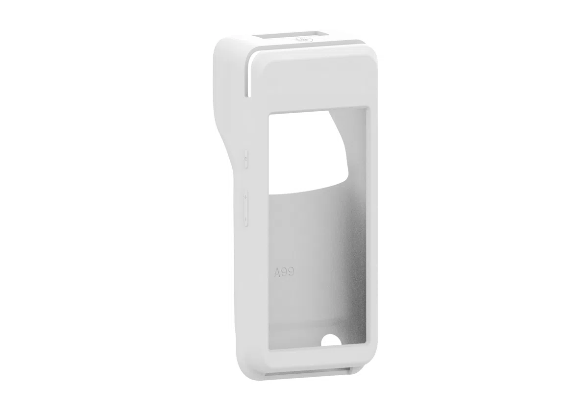 Housse de protection silicone blanc pour terminal de paiement Pax A99 A 99 Dual Display – Coque souple antichoc, prise en main sécurisée – Accessoire TPE professionnel