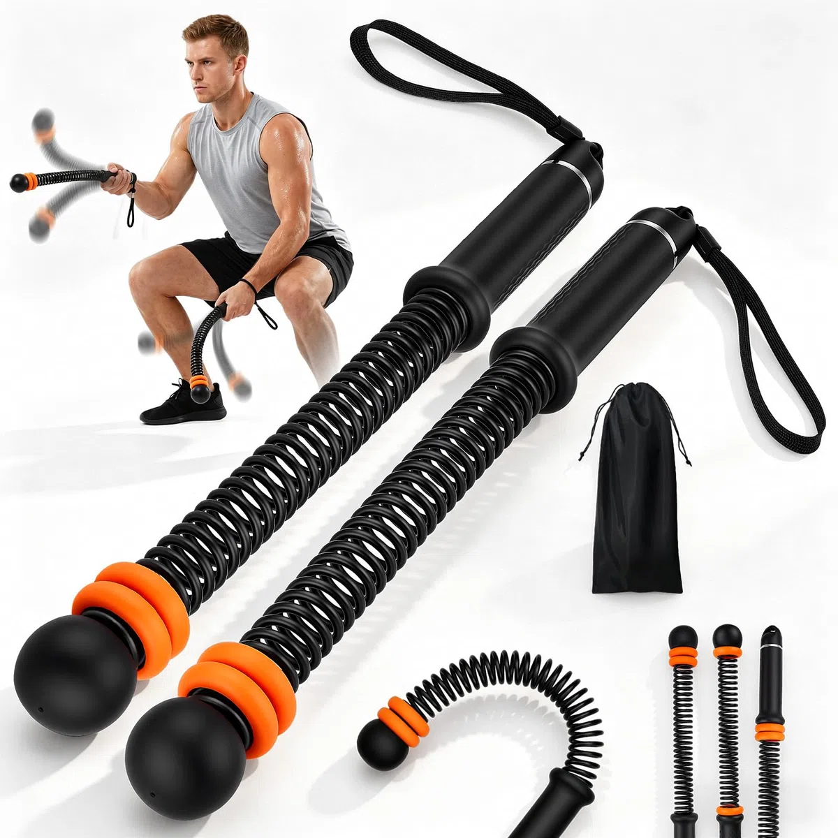 Corde de combat lestée, anneau de poids réglable, corde de fitness sans fil, âme en acier haute résistance, poignée ergonomique en caoutchouc souple, entraînement silencieux à domicile