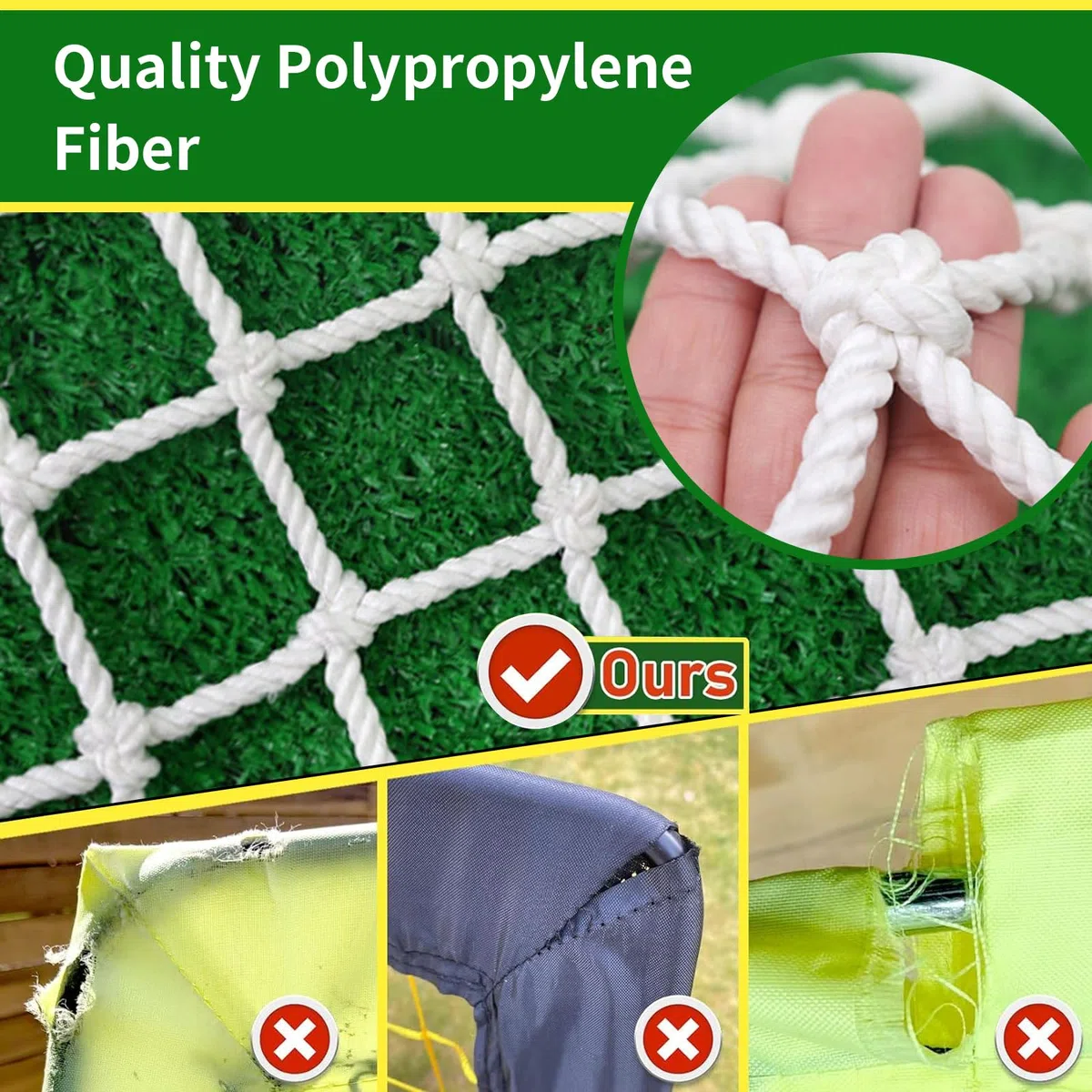 Filet de But de Football, Filet de Remplacement en polypropylène Durable pour entraînement et matchs à Domicile ou en Club