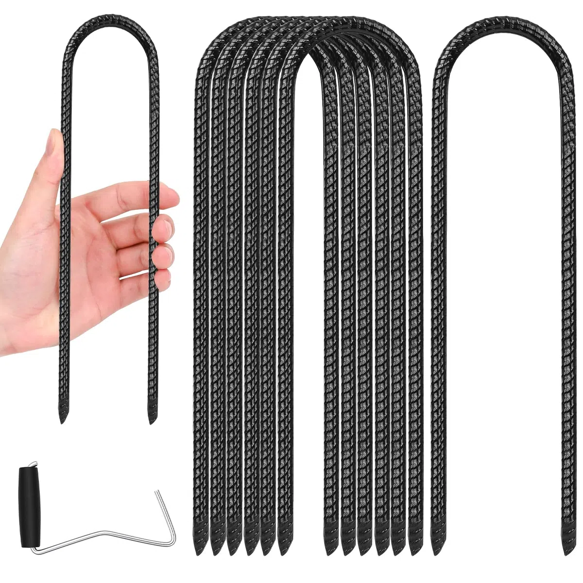 Sardines de Fixation, 8 Pièces Piquet Ancrage, Sardines Camping 30 cm, Piquet de Tente, Piquets de Sol en Forme de U, pour Camping, Balançoire, Auvents, Tentes, Trampoline, Tonnelles, Jardin