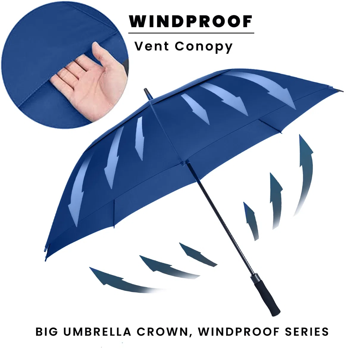 Grand parapluie de golf 157/172/182 cm, extra large, double dôme, ventilé, coupe-vent, imperméable, ouverture automatique, parapluie de golf pour hommes, femmes et famille