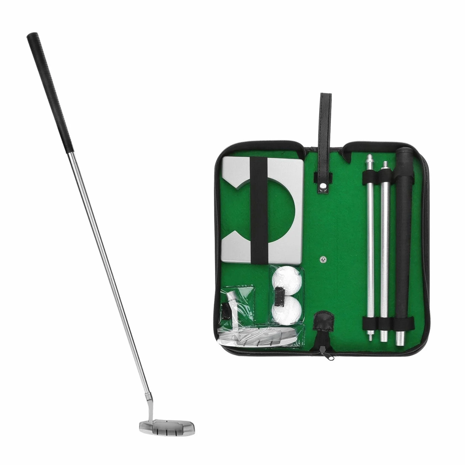 BuyWeek Ensemble de Putter de Golf, Ensemble de Coupe de Putting en Intérieur Club de Golf Balles de Golfs avec Sac, pour Pratique de Putting Cadeau