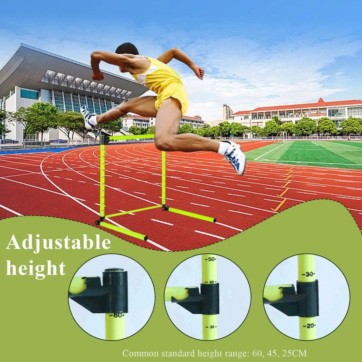 Haies Réglables Hurdles Échelle 23,62'' Équipement D'entraînement D'agilité Détachable Football sur Piste Exercices Vitesse Saut Athlétique