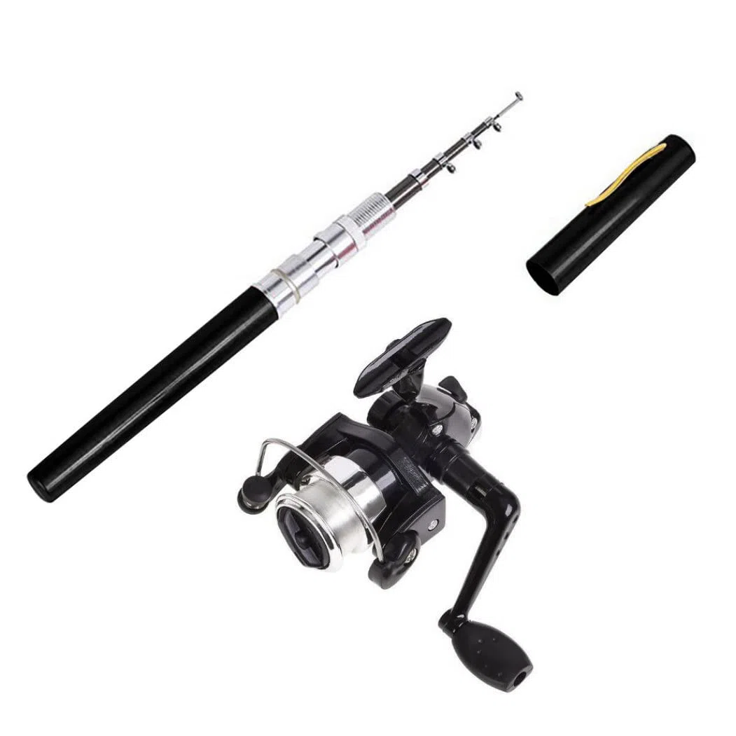 Canne à pêche d'apparence Mini Stylo, Roue rotative Portable pour la pêche en Plein air en Hiver