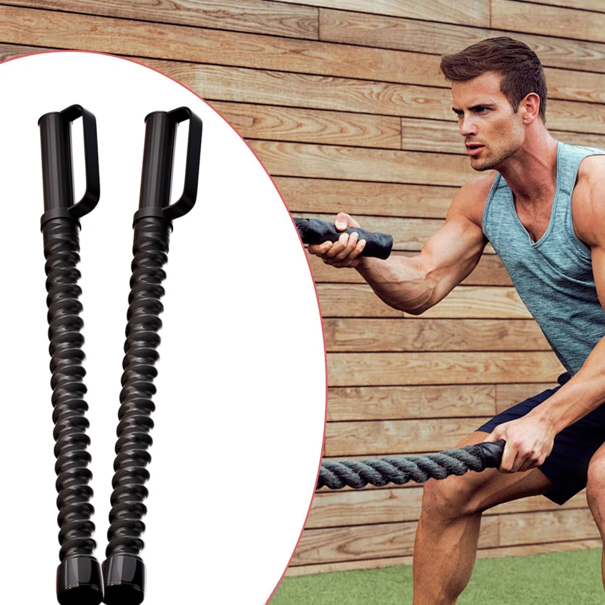 Cordes lourdes pour entraînement physique et exercice – 2 cordes de combat pour exercices | Équipement de construction musculaire de remplacement tige à ressort, corde bâtons de fitness