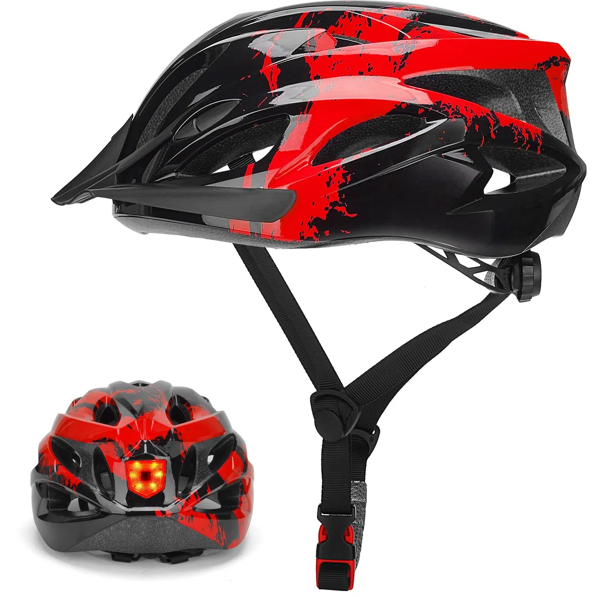 Casque de vélo pour Homme et Femme avec lumière pour Adulte Unisexe - Casque de vélo de Montagne réglable - 57 à 62 cm