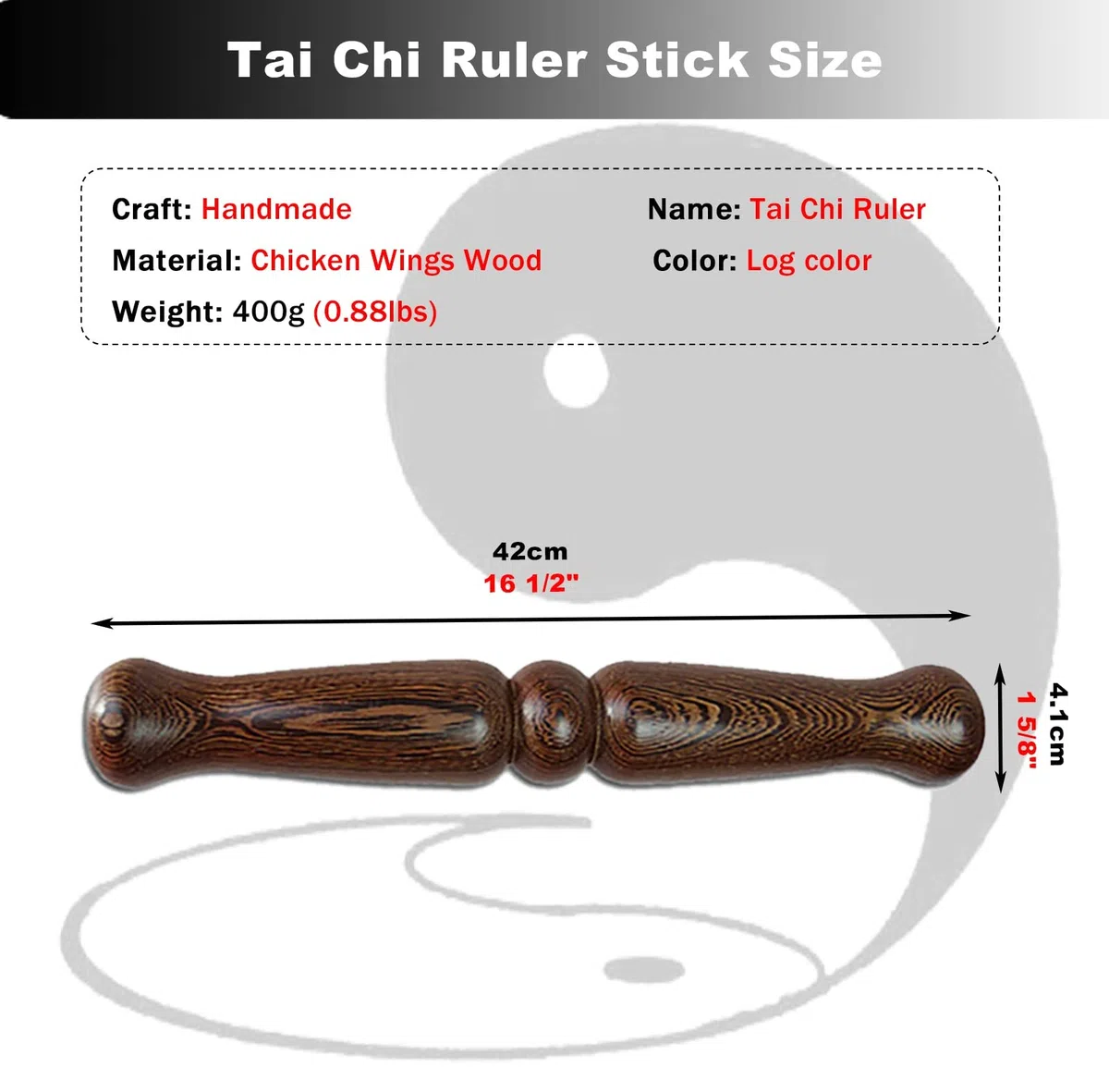 Bâton de Tai Chi Sticks de Formation Chinois Qigong Tai Chi, 32/42 Cm de Long Souverain D'arts Martiaux en Bois Massif Lisse, Économisez Des Équipements D'exercice Taiji Taiji Rod, Courbe Parfaite ( S