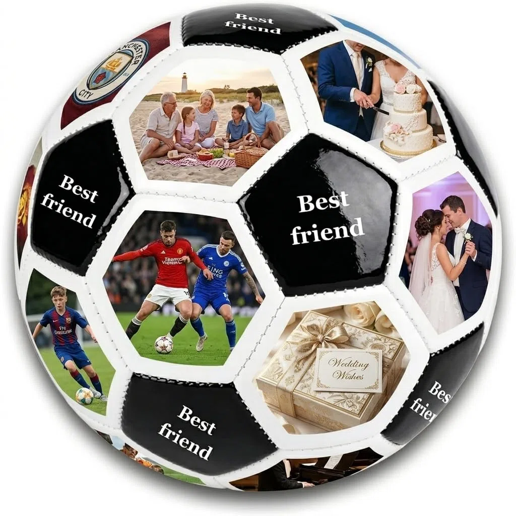 Générique Ballon de Foot Personnalisé avec Photo et Nom, Ballon de Football Taille 5 en PU, pour Fan, Enfant et Papa