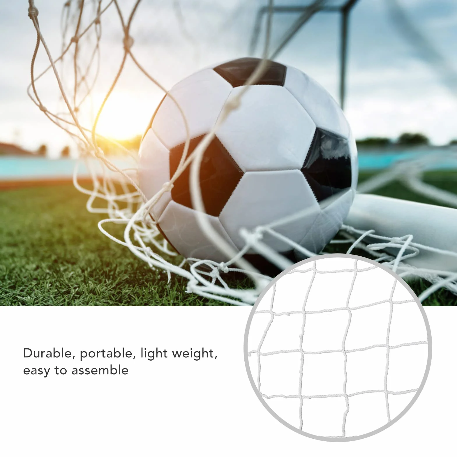 BuyWeek Filet de But de Football, 3 x 2 m Remplacement de Filets de But de Foot en Polypropylène pour Match et Entraînement de Football