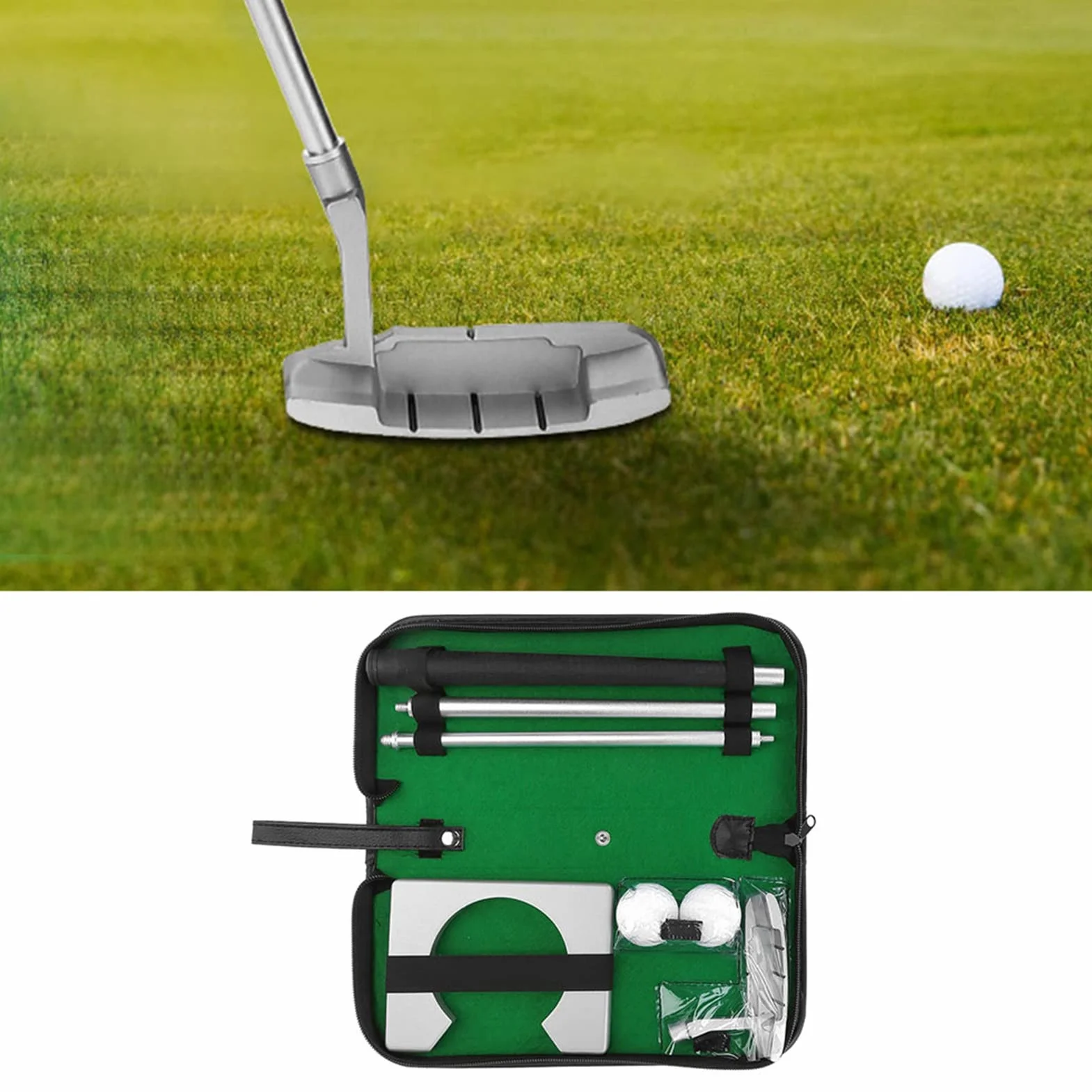 BuyWeek Ensemble de Putter de Golf, Ensemble de Coupe de Putting en Intérieur Club de Golf Balles de Golfs avec Sac, pour Pratique de Putting Cadeau