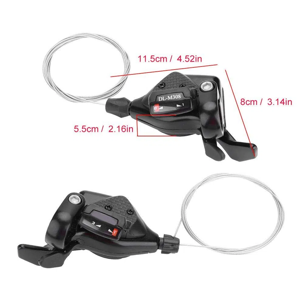 MAGT Manettes de Vitesse pour Vélo, 1 Paire 3X8 Vitesses Dérailleur de Changement de Vitesse de Vélo Gauche/Droite Shifter(3 8 Speed)