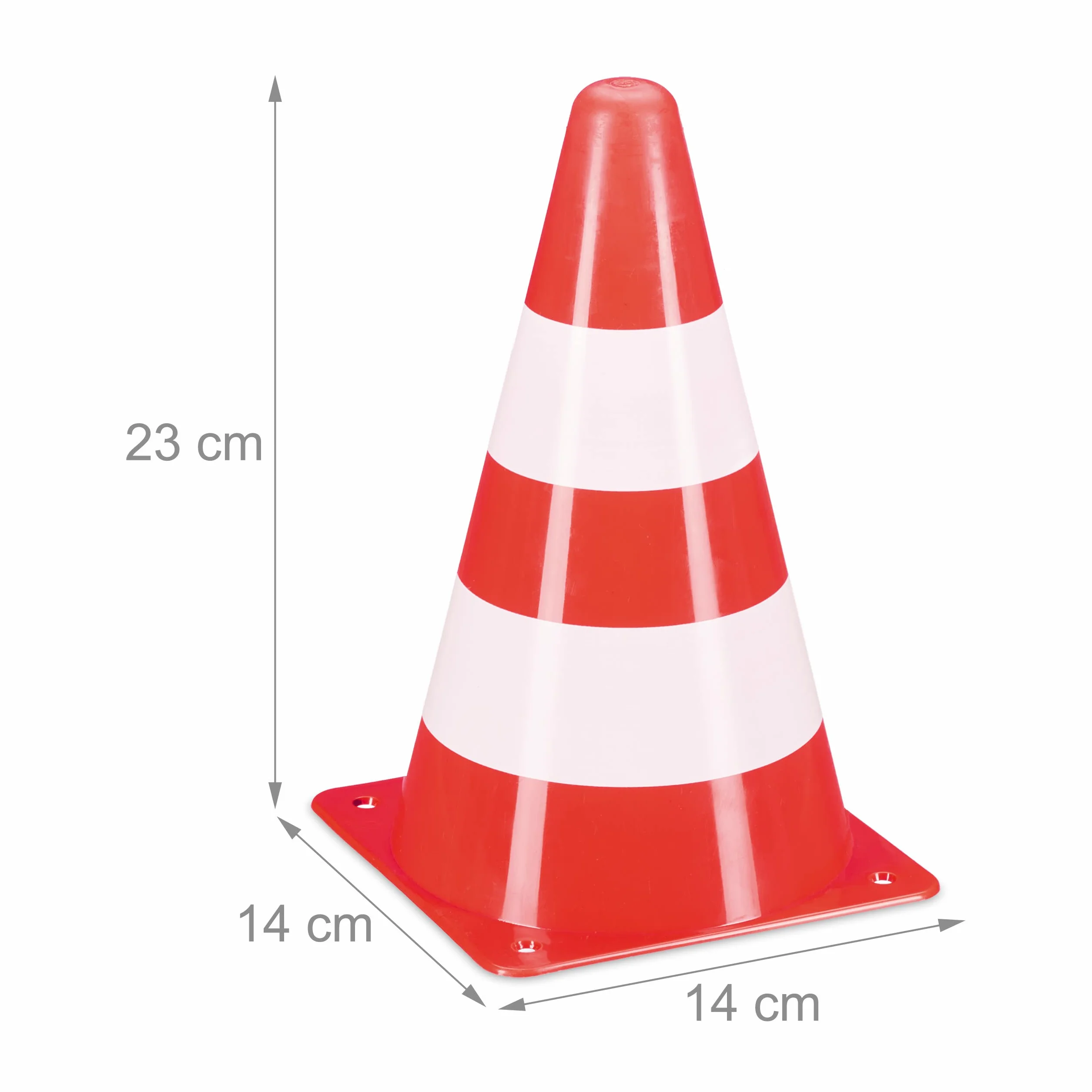 Relaxdays Cônes de travaux, lot 14, Football, Dressage Chien, plots Chantier 23 cm, Circulation, réfléchissants, Orange
