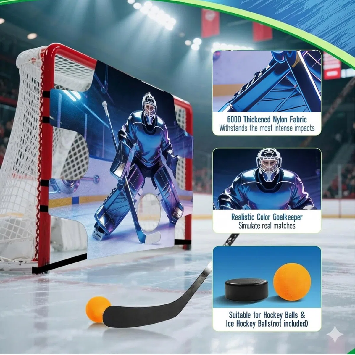 Générique Bâche de Hockey | Tapis d'Entraînement à | Équipement d'Entraînement de Hockey - Convient aux Filles Garçons et Adultes pour Utilisation en Intérieur sur Terrain Sol Extérieur