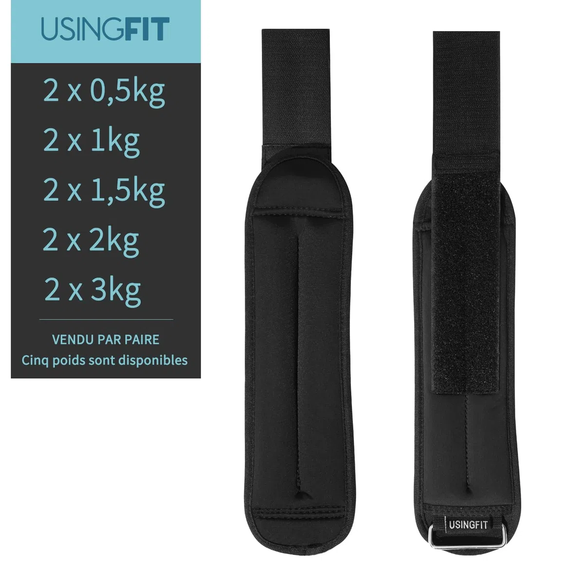 USINGFIT Poids Cheville Lestes Chevilles Musculation, Poids Poignets 2 * 0,5kg / 2 * 1kg / 2 * 1,5kg / 2 * 2kg / 2 * 3kg Adulte Unisexe