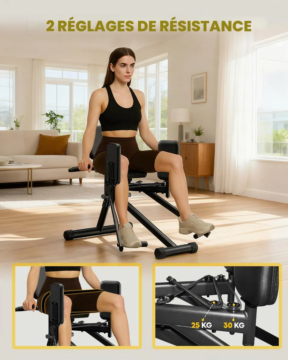 GUUG Machine d'abduction des Hanches: Hip Trainer Exerciseur Réglable Appareil de Musculation Fessier des Jambes pour la Maison avec Bandes de Résistanceentraînement pour Femme