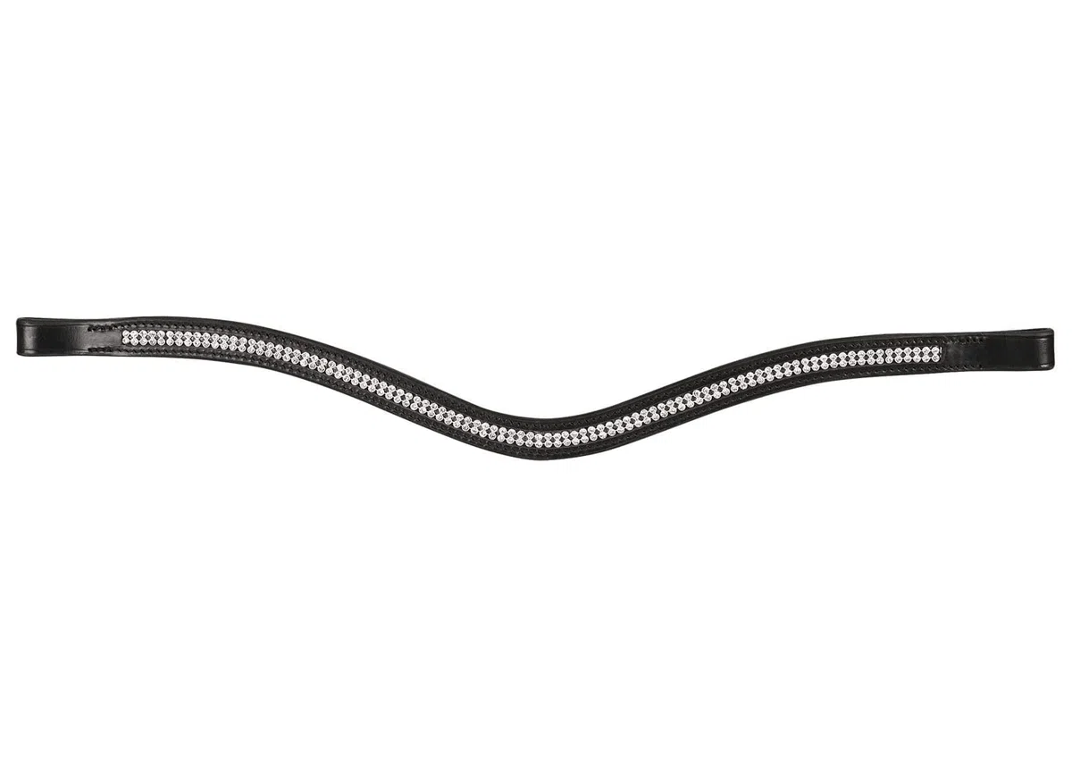 U-2lineCrystal Shuttle Bandeau pour chevaux à sang chaud avec strass incurvé pour chevaux Noir
