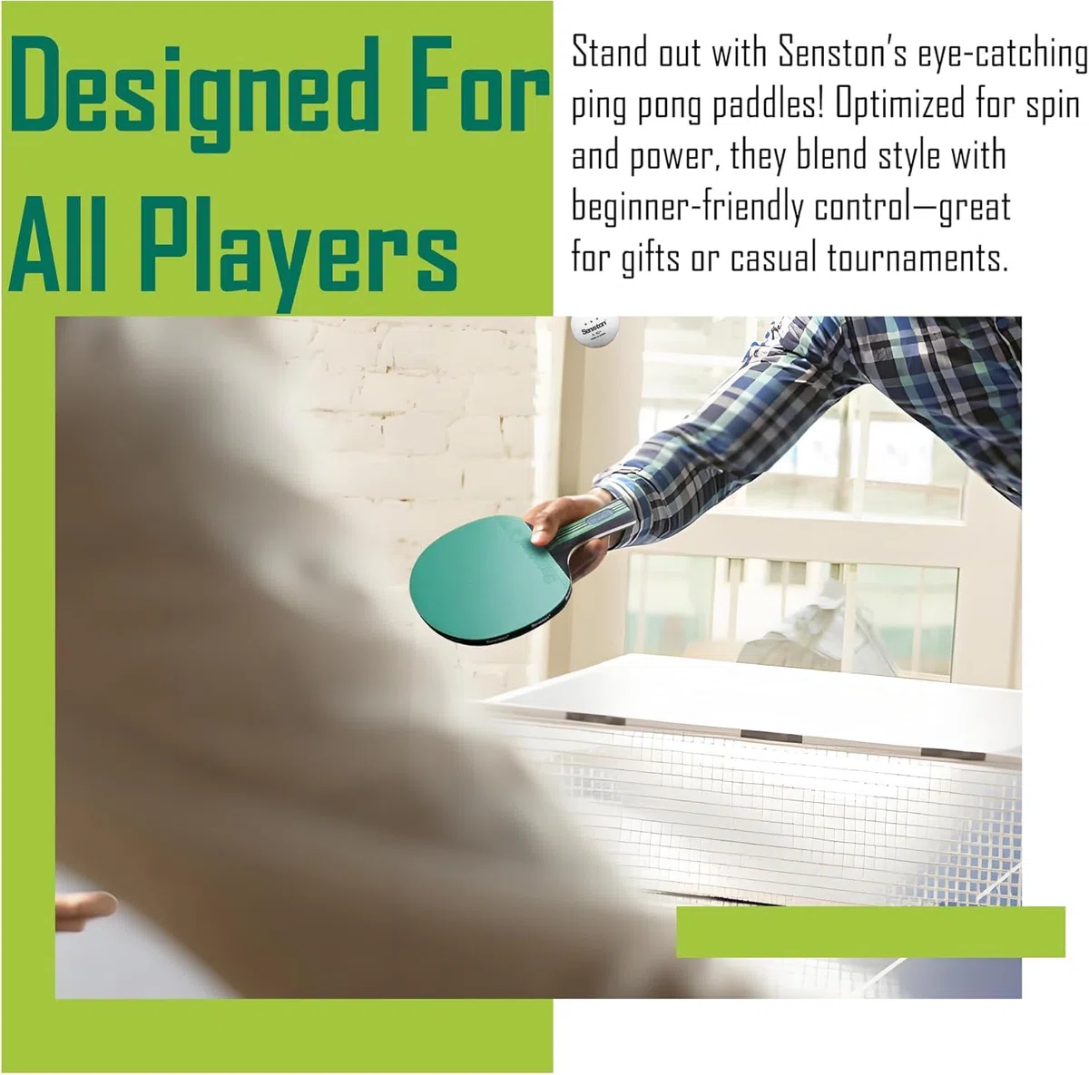 Senston Raquette Ping-Pong, 2 Raquette et 3 Balles pour Intérieur Extérieur