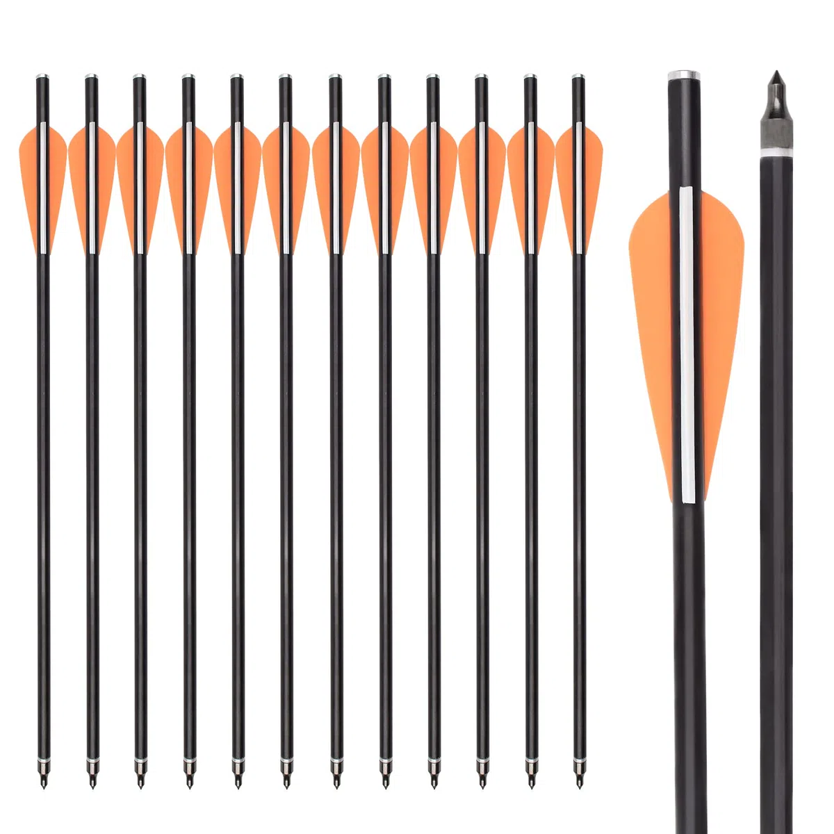 NIKA ARCHERY 12 Pièces Boulons d'arbalète Flèches en Fibre de Verre 14'' 16'' avec ailettes de 3 Pouces pour la Chasse à l'arbalète