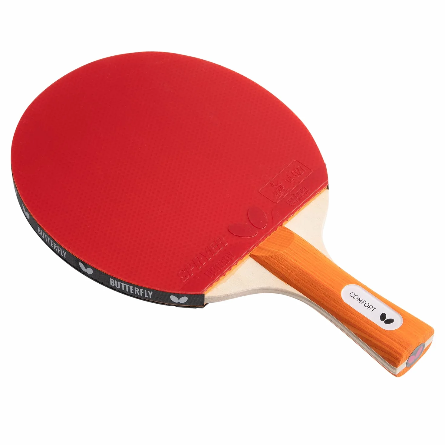 BUTTERFLY Raquette de Tenis de Table Comfort | Raquette de Tenis de Table Professionnelle pour débutants et Joueurs confirmés | Revêtements homologués ITTF Noir/Rouge | Surface adhérente