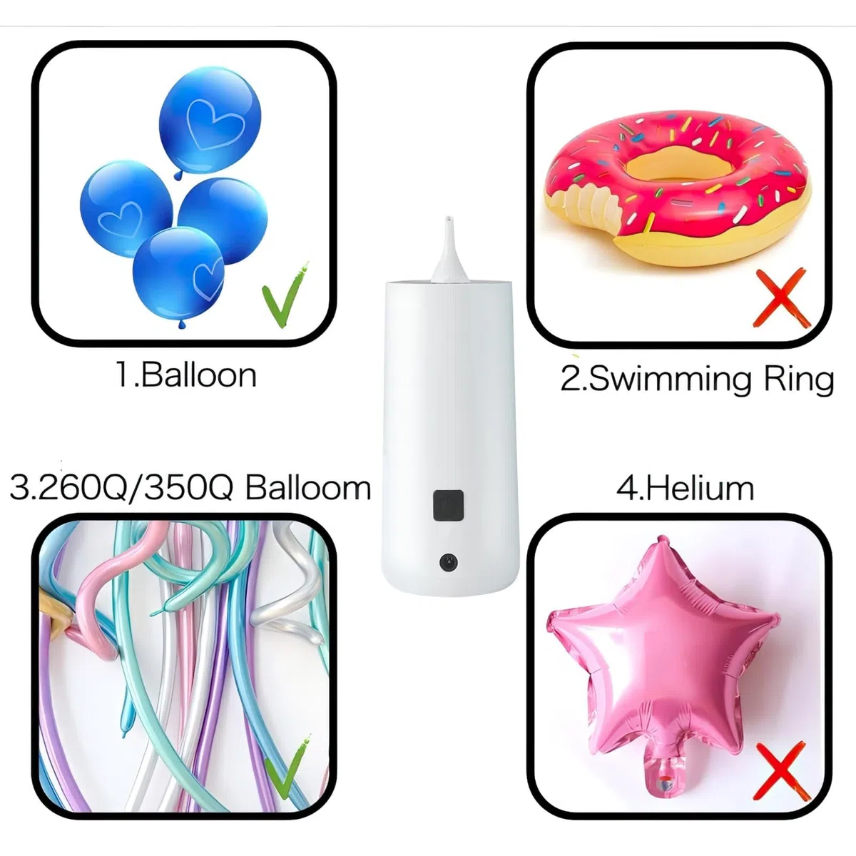 Pompe Électrique Ballon pour Ballons Animaux,Gonfleur Electrique Ballons de Modélisation Magiques,Pompe à Ballon pour Ballon,Balle de Bobo,Balle de Yoga,Ballon de Magique,Sacs de Colonne d’Air