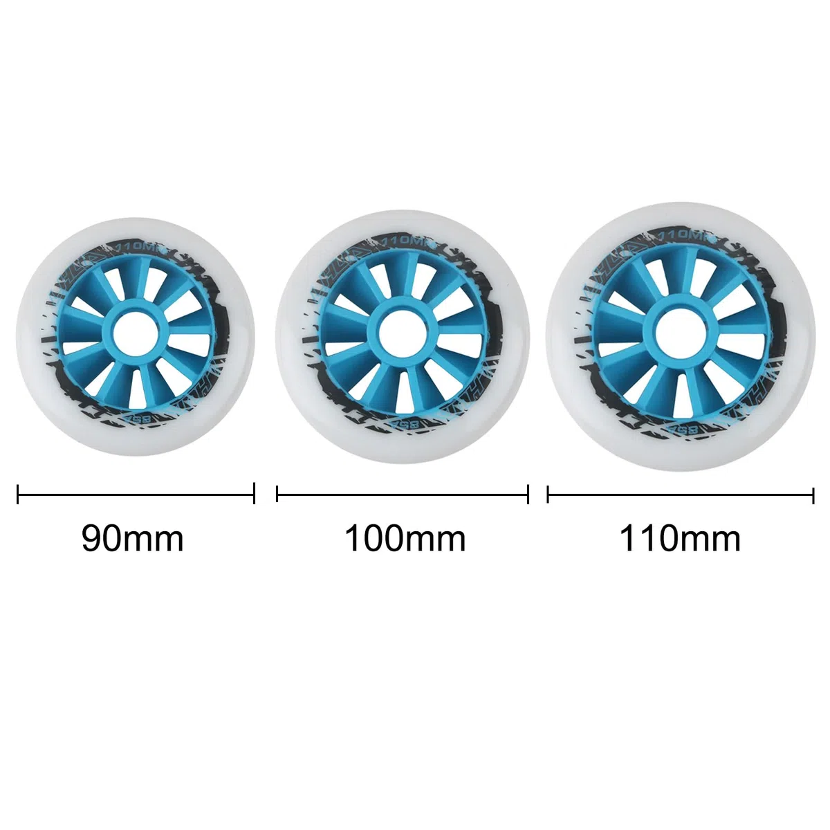 6 Pack Inline Skate Wheels, 90mm / 100mm / 110mm Roller Blade Skating Wheels, 85A Roller Skate Wheels pour Roller Blade Wheel Remplacement,Blanc,100mm