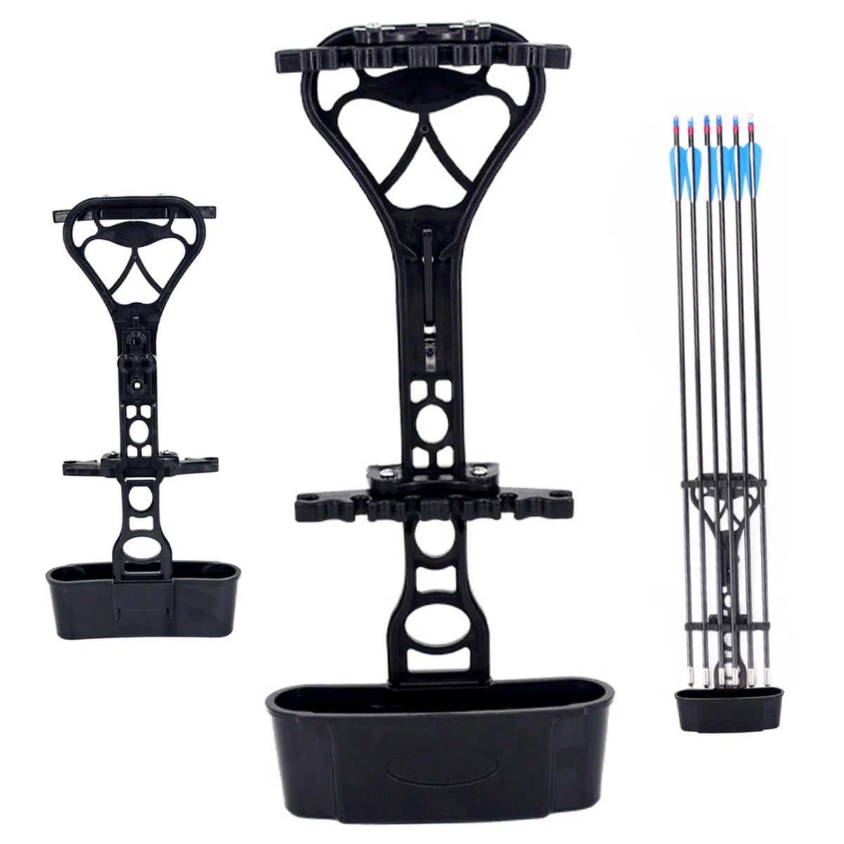 Carquois d'arc à poulies pour 6 flèches Carquois d'arc doublés de Caoutchouc à dégagement Rapide Flèche ABS Robuste et légère avec Fente de Support Accessoires tir l' Noirs