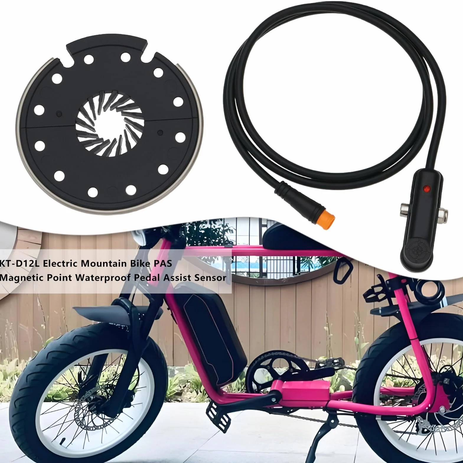 1pc E-Bike KT-D12L Pas Capteur 12V à 48 V Aimants de Vélo Capteur d'assistance Au Pédalage avec Prise étanche Kit de Conversion de Vélo électrique