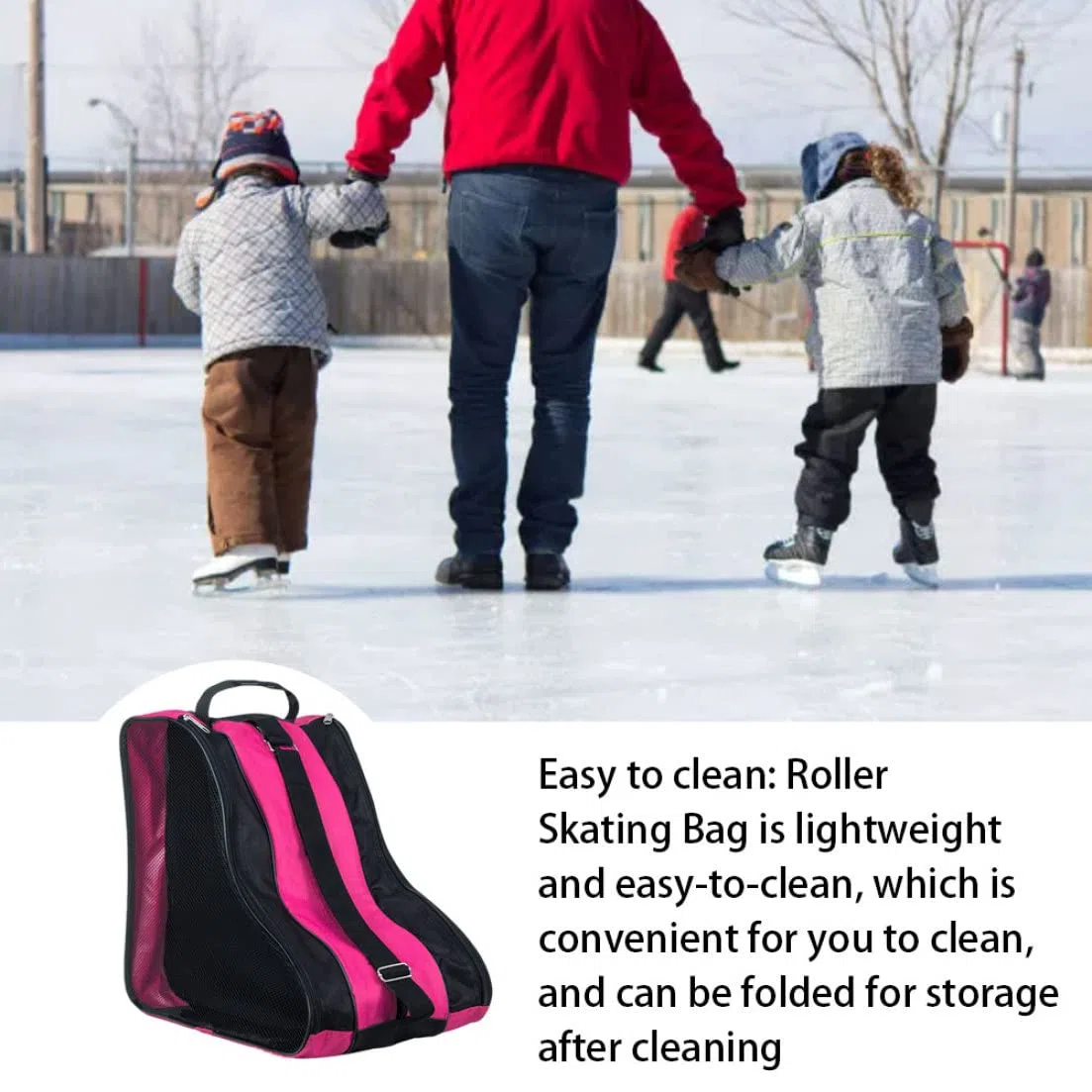 Snner Sac à Rouleaux de Patin à Rouleaux 1PC Sac à Rouleau de Transport Sac à roulettes épaissis Oxford Roller Sac de Rangement pour Adultes Enfants Rose