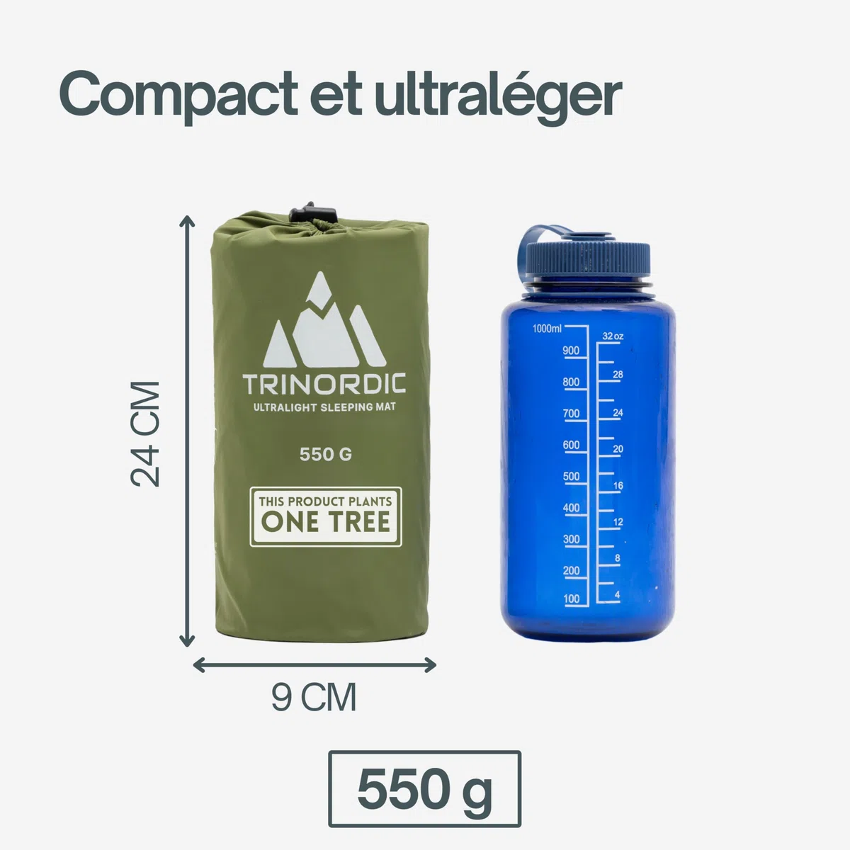 TRINORDIC – Matelas de camping ultraléger gonflable, pliable et léger, lit simple portable, pour randonnée, voyage, vert forêt