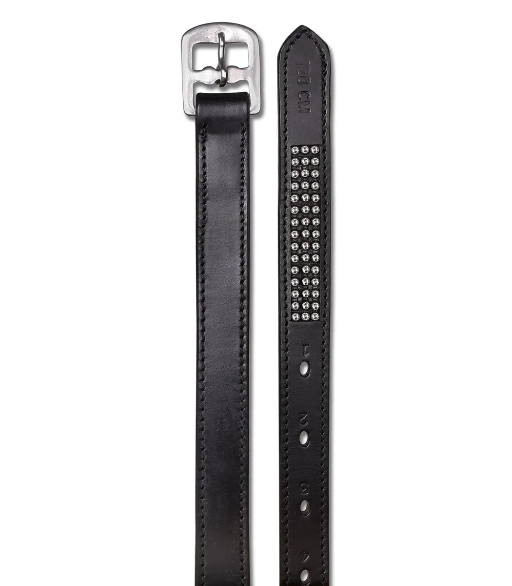 STAR Steigbügelriemen mit Strass, schwarz, 120 cm