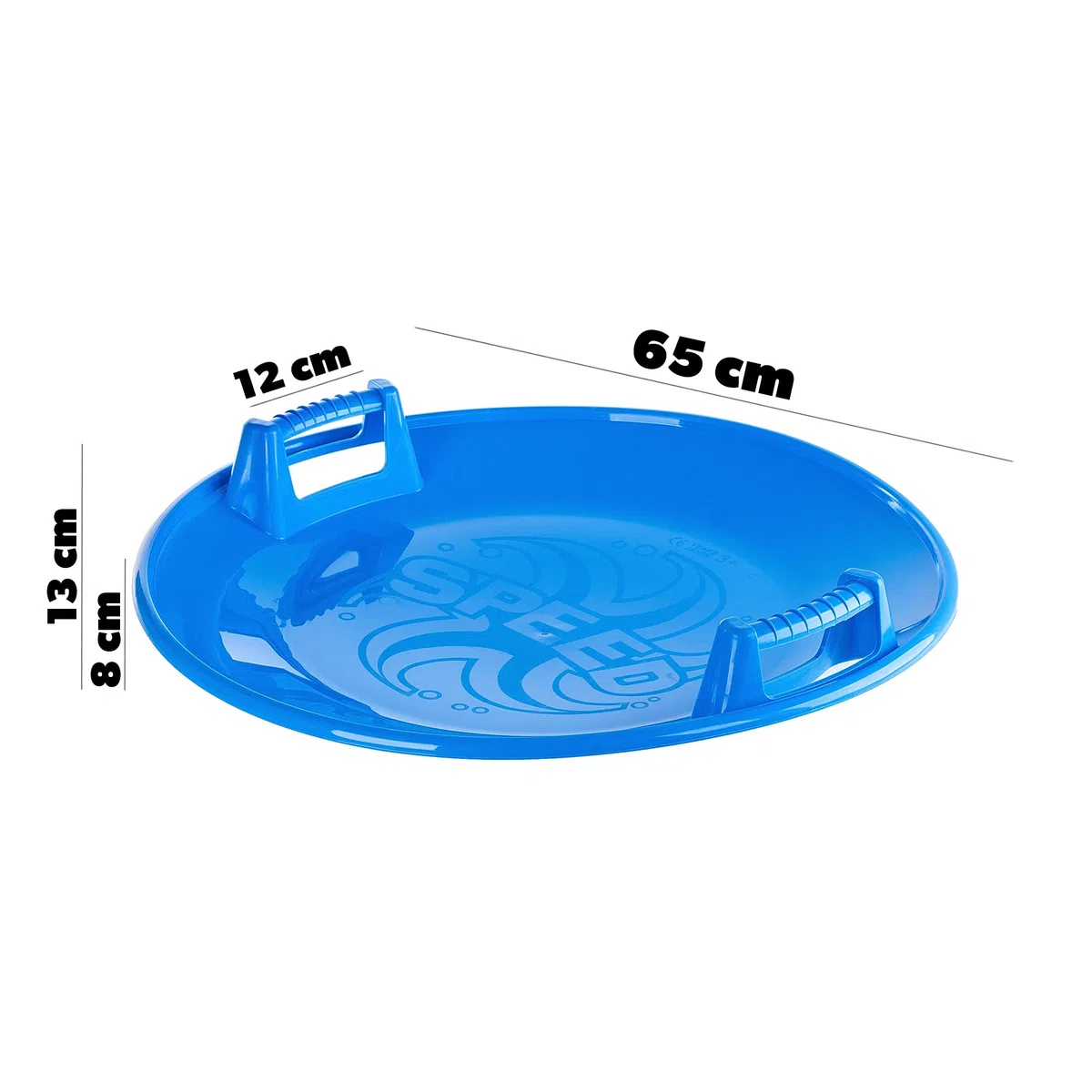 KADAX Luge ronde de 65 cm de diamètre pour enfants et adultes, grande assiette en plastique, avec 2 poignées, légère