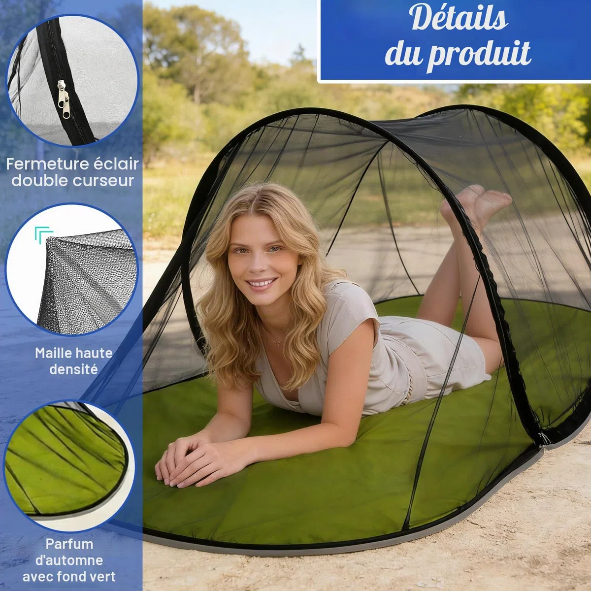Moustiquaire De Lit Pliable, Moustiquaire De Voyage, Moustiquaires De Lit Pop Up, Installation Facile, Pliable Ultra Légère, Moustiquaires Pop Up, Tente De Camping Portable