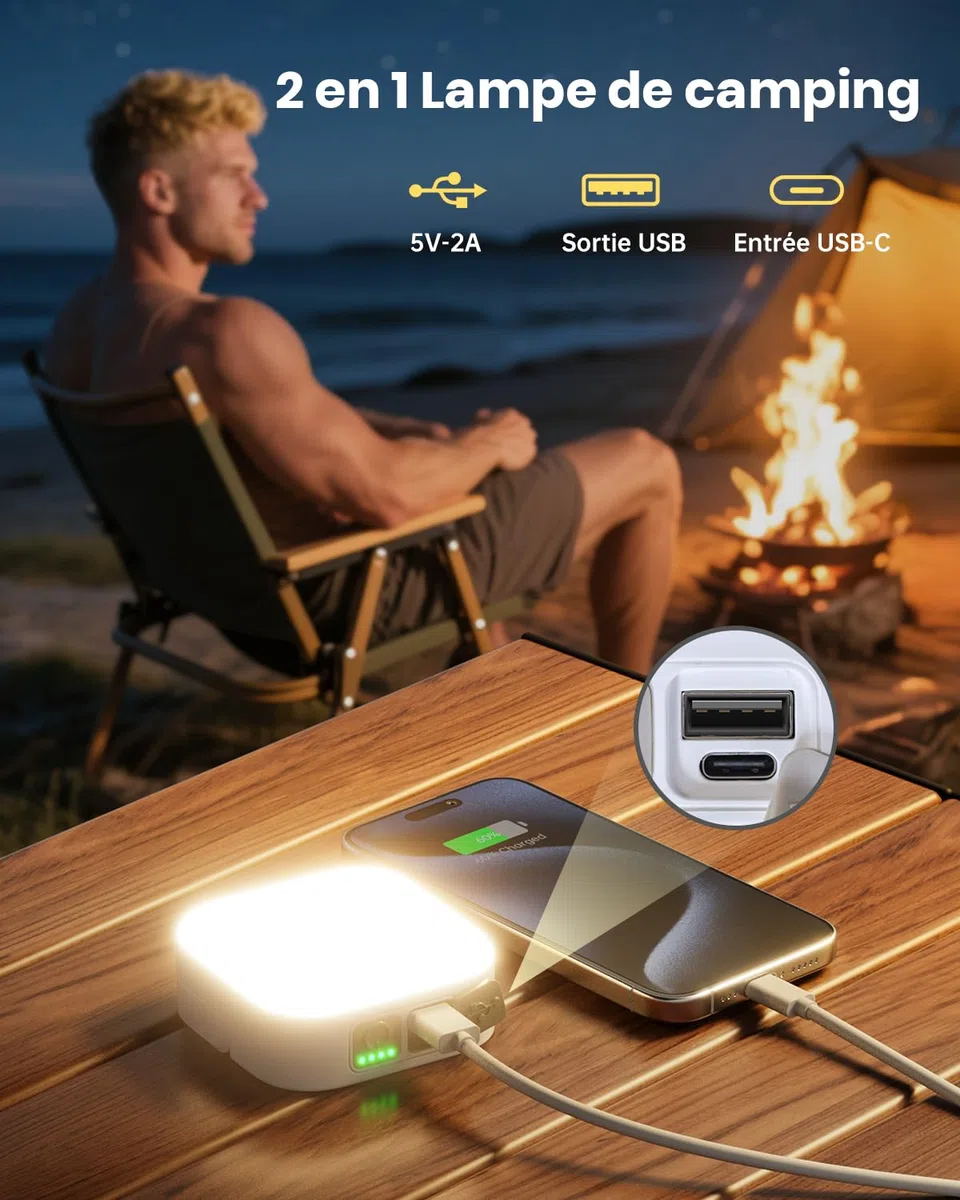 Eventek Lampe de Camping Solaire 4000LM, 10000mAh LED Outdoor Camping Light Jusqu'à 100+ Heures & 4 Modes, Détanche Portable Rechargeable lanterne camping Etanche IP65 Pour Tente, Urgence Panne