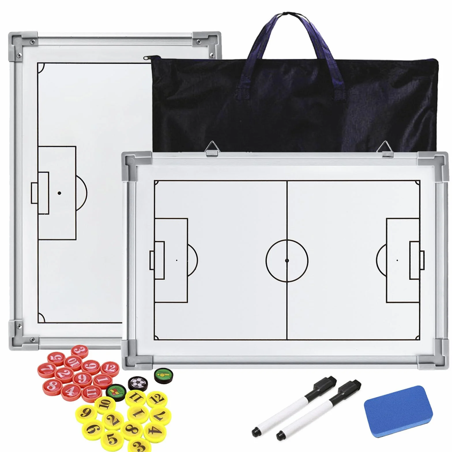 RoseFlower Tableau Football Tactique, Tableau Tactique Football Magnétique, Entraîneur Board avec Stylo Aimants, Tableau Stratégie Portable pour l'entraînement de Football et Les Compétitions
