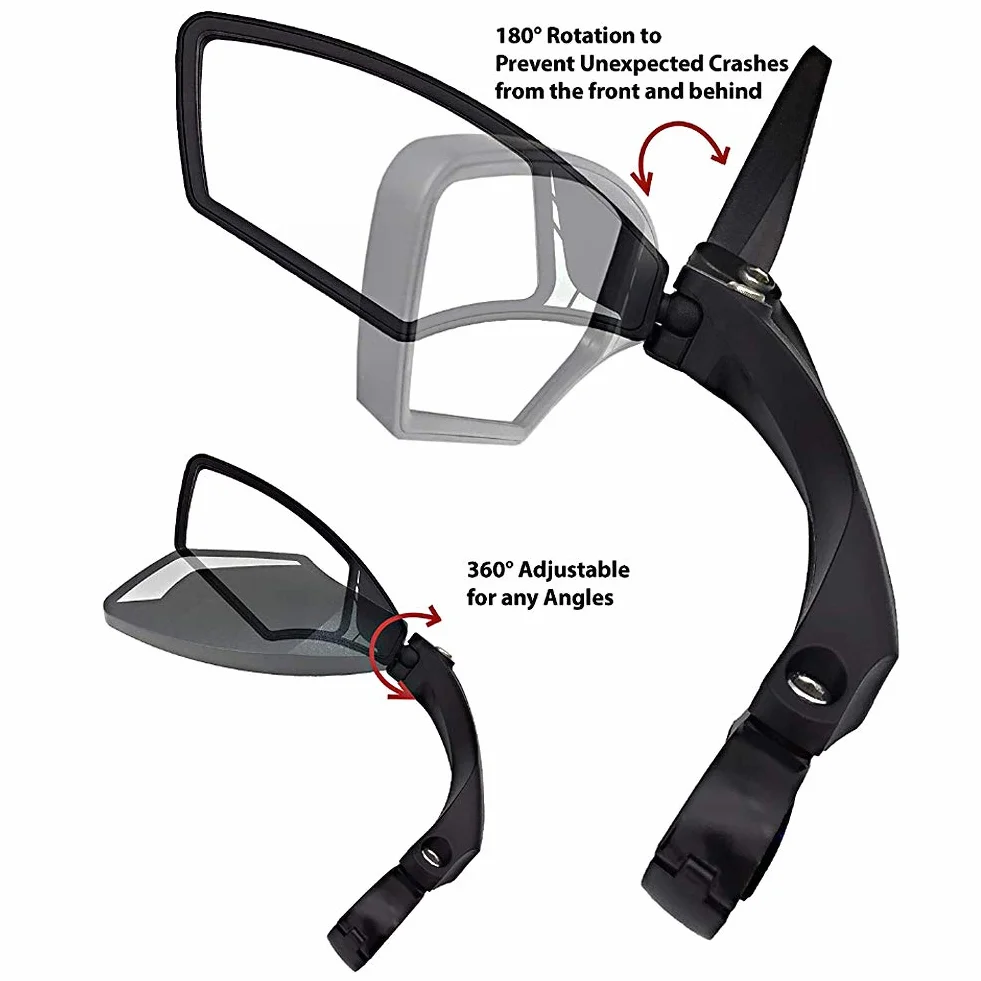 Rétroviseur de Vélo Arrière, Miroir de Vélo en Acier Inoxydable Miroir de Guidon avec Rotation de 360 ​​degrés Réglable pour Vélo de Route, Vélo de Montagne(Gauche)