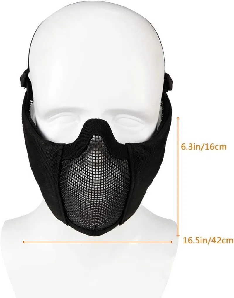 Masque pliable demi-visage Airsoft en maille, avec protection des oreilles, casquette de baseball réglable, pour CS/chasse/paintball/tir