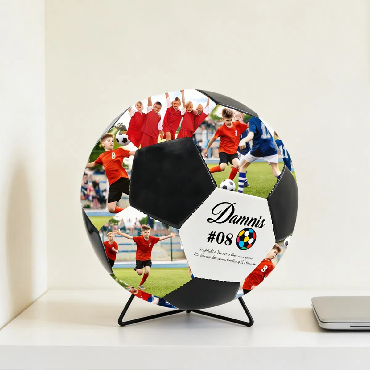 Ballon de Football Personnalisé avec Photo et Nom - Cadeau Unique pour Papa, Fils, Fan et Entraîneur - Anniversaire, Fête des Pères, Diplôme - Idée Cadeau Football Personnalisable