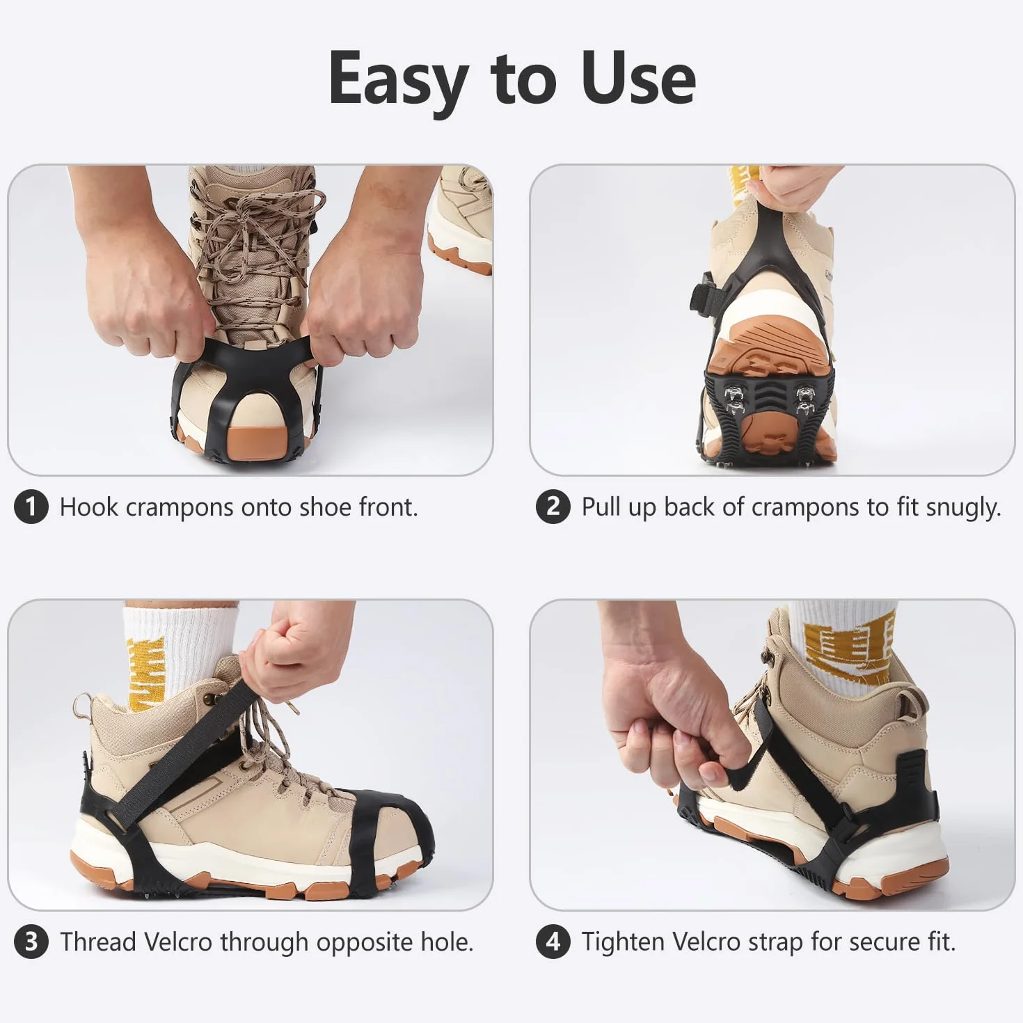 Griffes à Crampon avec 11 Dents, Véritables Pointes en Acier Inoxydable et Silicone Durable, Mixte Adulte, Anti-Slip Crampons de Neige pour la Marche, Randonnée, Alpinisme en Hiver