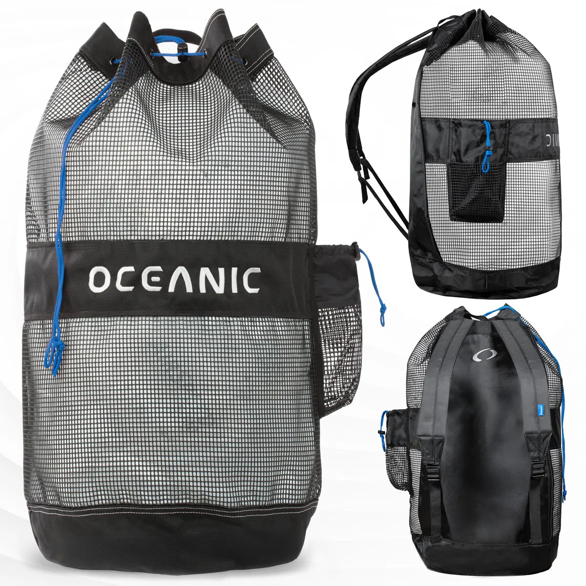 Oceanic Sac de plongée avec tuba, sac de plongée XL en maille, léger, séchage rapide, sangles rembourrées, poche intérieure, idéal pour la plongée avec tuba, équipement de plage et sports de plein air