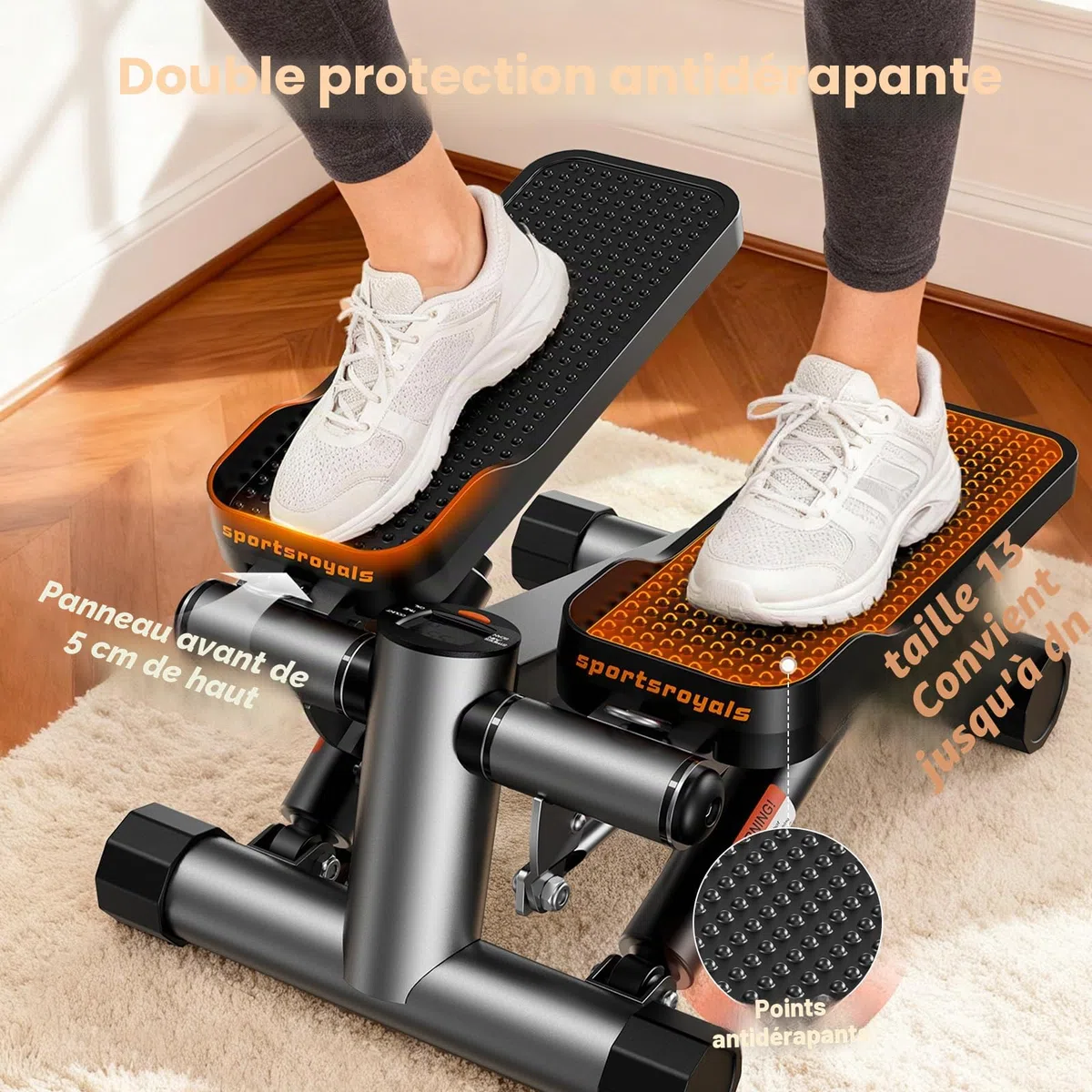 Sportsroyals Stepper d'escalier pour Exercices - Torsadé avec Bandes de résistance et capacité de Poids de 150 kg