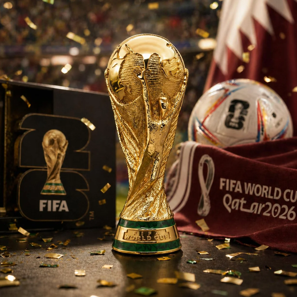 FIFA World Cup 2026 Official Gift, Trophée 3D Officiel FIFA Coupe du Monde 2026, 150 mm, Alliage Zinc Premium, Collection Intemporel, Décoration Bureau, Présentoir, Football