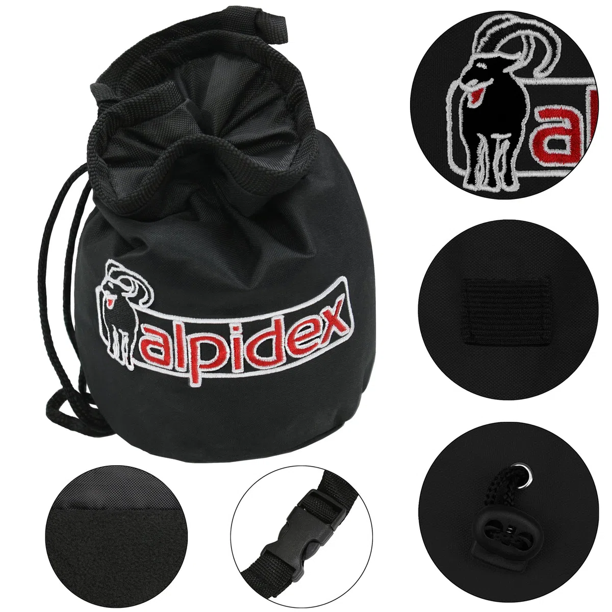 ALPIDEX Sac à Magnésie pour Escalade avec 3 x Boules de Craie (35 g) et Ceinture | pour Bloc et Salle d'escalade en Différentes Couleurs