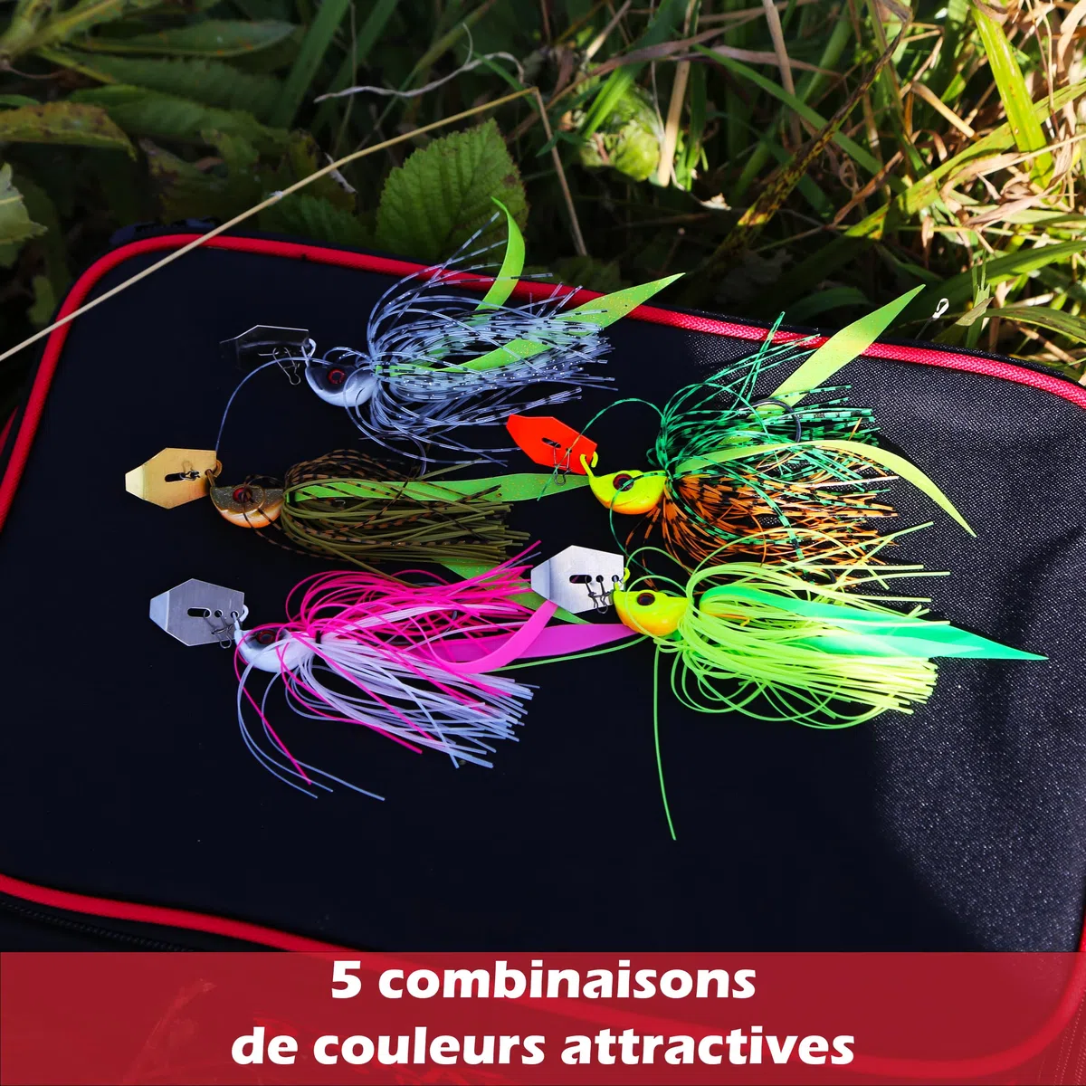 Paradox Fishing Chatterbait Brochet 5pcs 18g - Spinnerbait Hecht Jig Spinner Brochet - Leurre de Brochet
